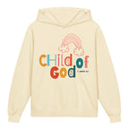 Faithful Citizens Apparel Co Unisex Kids Youth Hooded Sweatshirt Child of God Rainbow illustration 1 John 3:1 Ivory